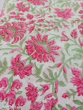 Indischer Baumwollstoff, Sommerkleider, Handblockdruck, Boho-Stoff, Gypsy-Stoff, Quilting-Baumwolle, rosa Blumendruck-Stoff Baumwolle